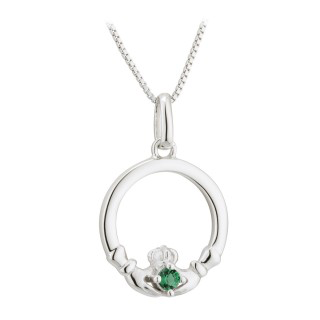 PENDANTS & NECKLACES ACARA SILVER CLADDAGH PENDANT with STONE