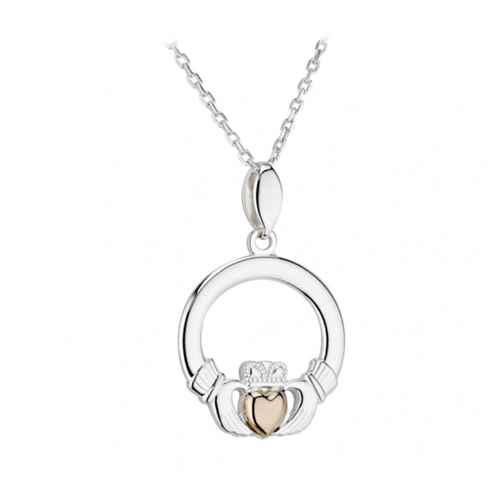PENDANTS & NECKLACES SOLVAR STERLING & 10K CLADDAGH PENDANT