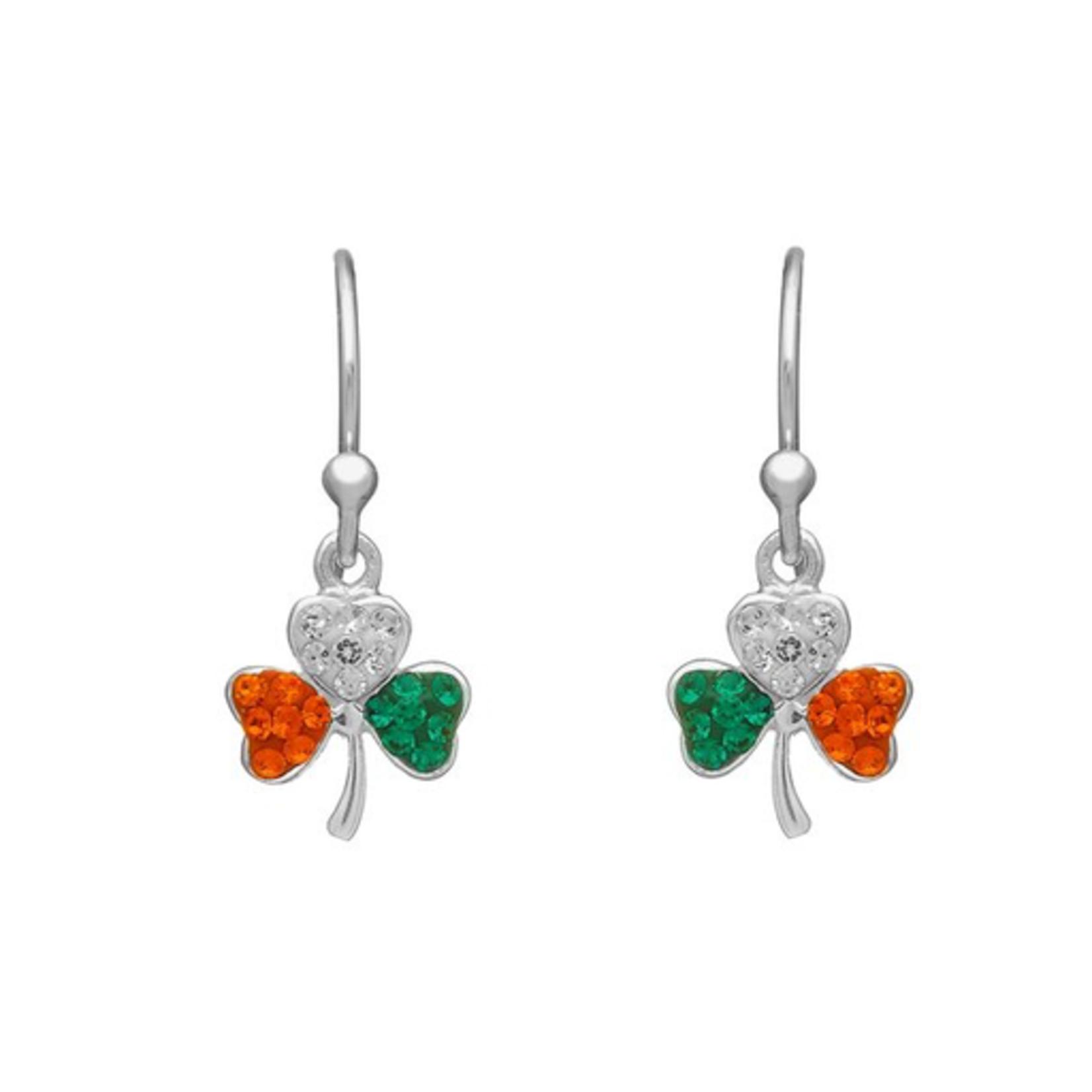 EARRINGS WOODS - STERLING SHAMROCK EARRINGS with TRI-COLOR STONES