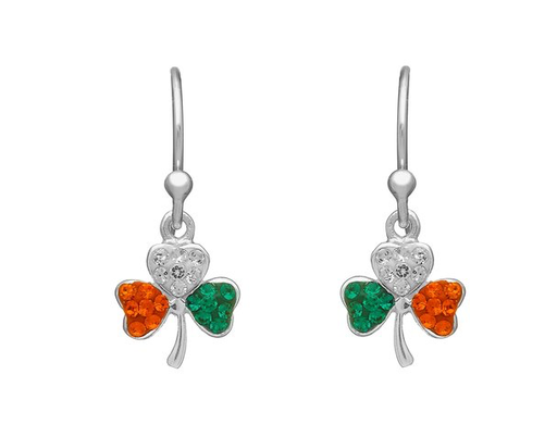 EARRINGS WOODS - STERLING SHAMROCK EARRINGS with TRI-COLOR STONES