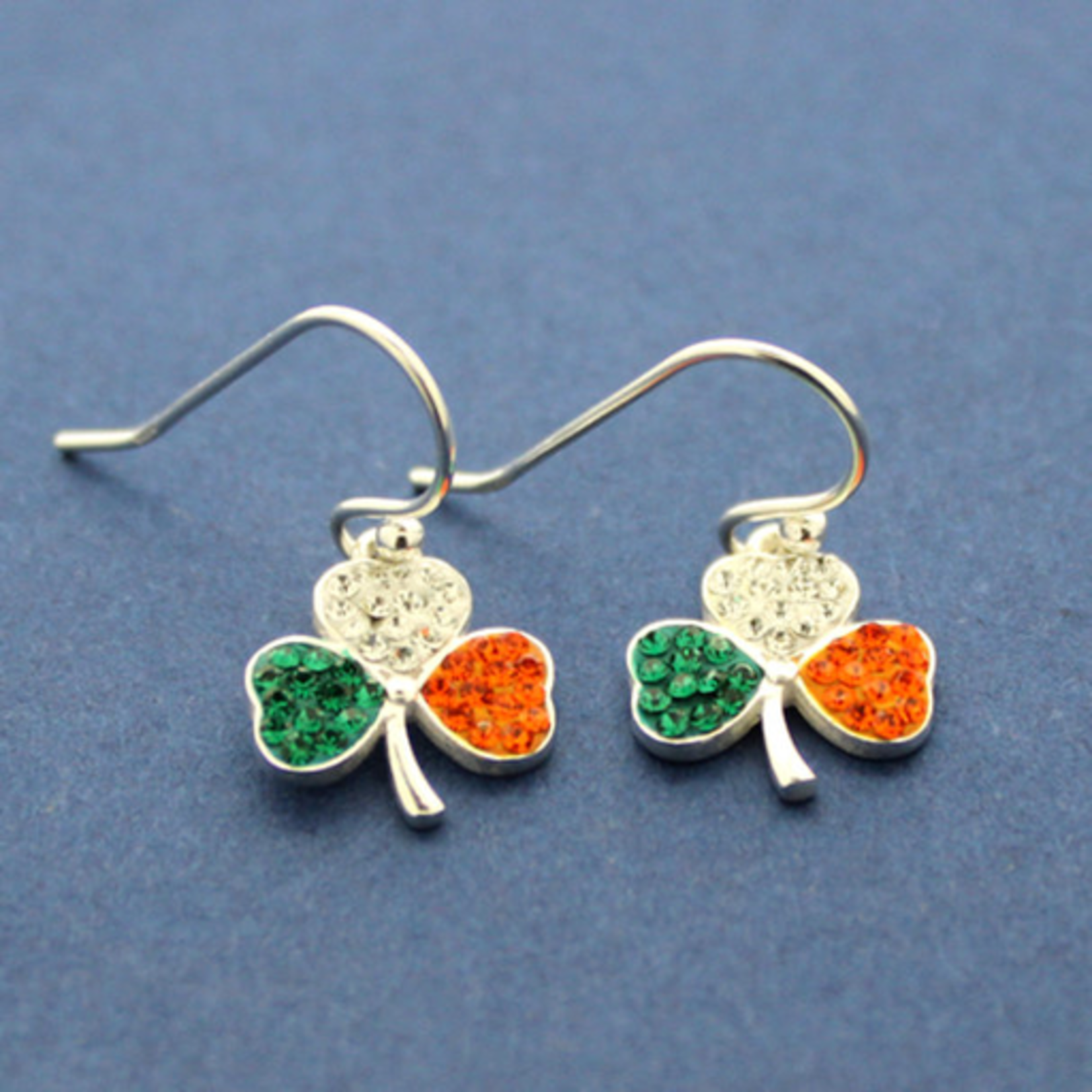 EARRINGS WOODS - STERLING SHAMROCK EARRINGS with TRI-COLOR STONES