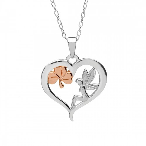 PENDANTS & NECKLACES WOODS - FAIRY SHAMROCK HEART PENDANT
