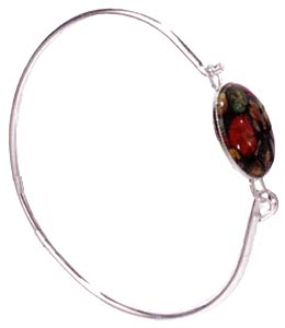 BRACELETS & BANGLES HEATHERGEM OVAL PLATED BANGLE