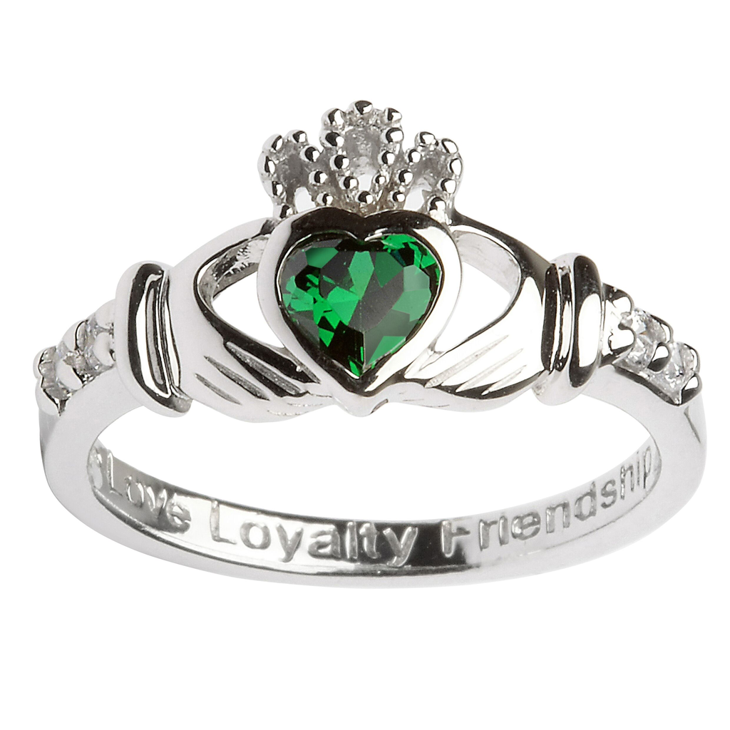 RINGS SHANORE STERLING BIRTHSTONE CLADDAGH RING - MAY