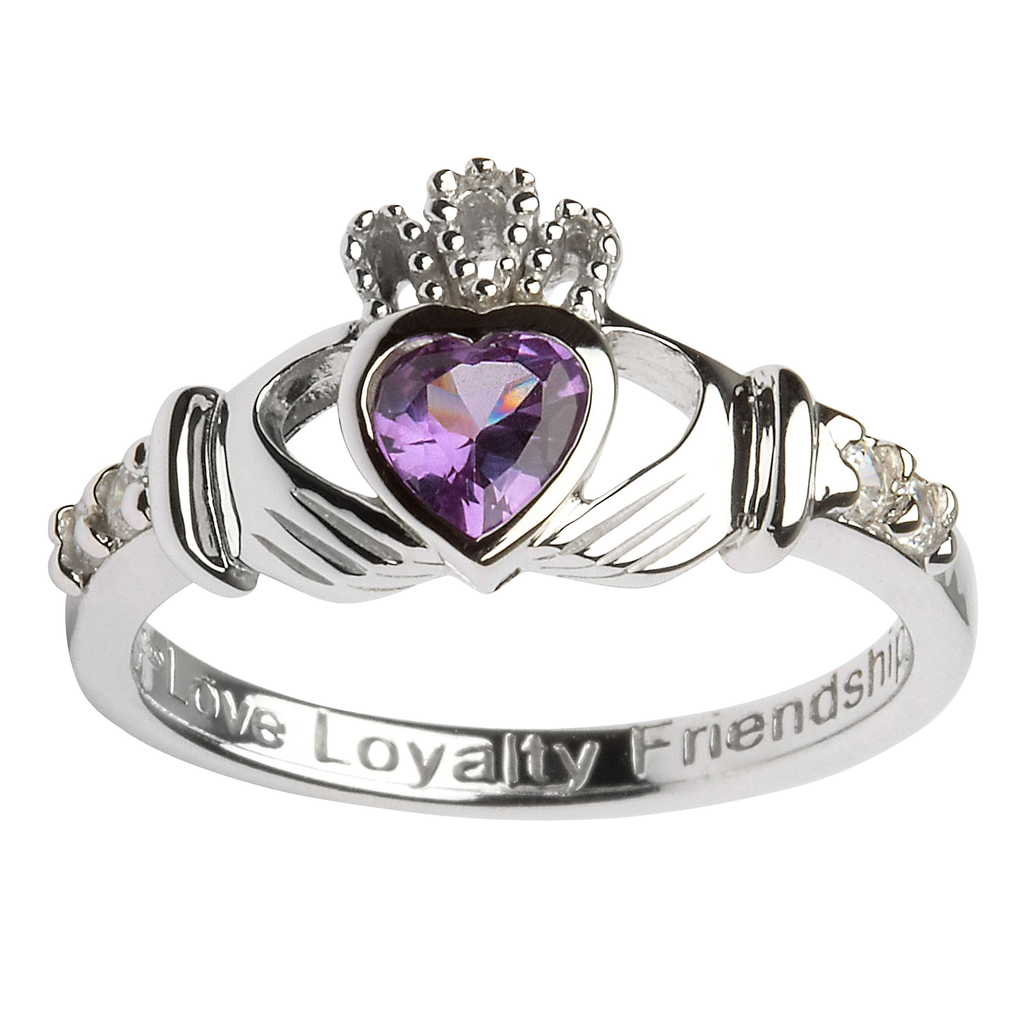 RINGS SHANORE STERLING BIRTHSTONE CLADDAGH RING - JUNE