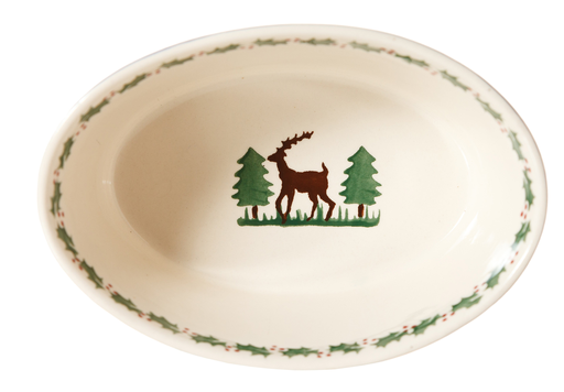 HOLIDAY NICHOLAS MOSSE SMALL OVAL PIE DISH - Reindeer