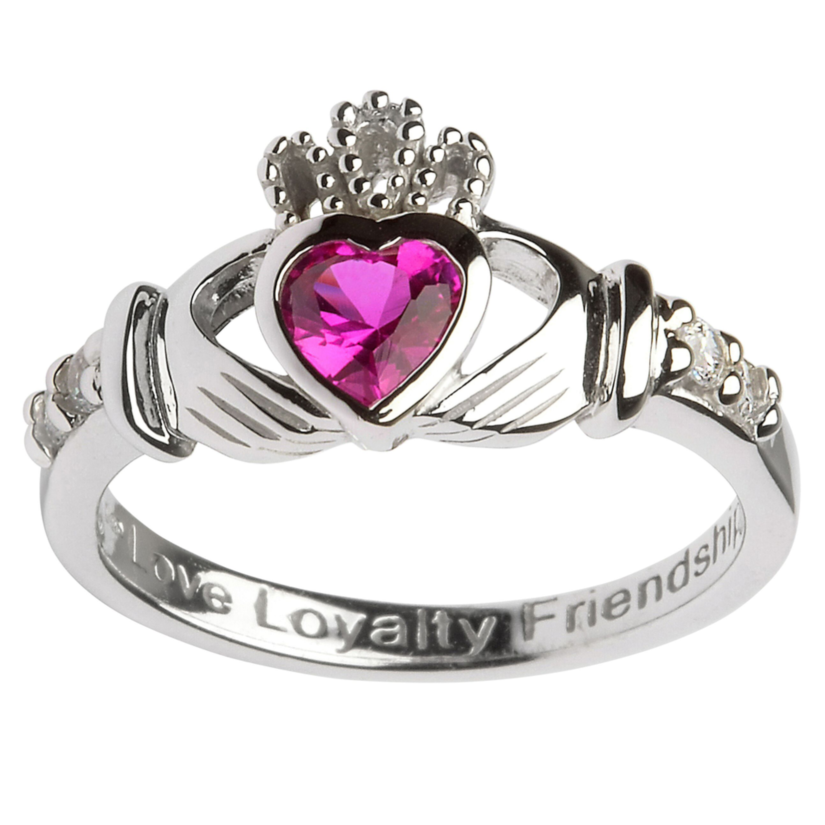 RINGS SHANORE STERLING BIRTHSTONE CLADDAGH RING - JULY