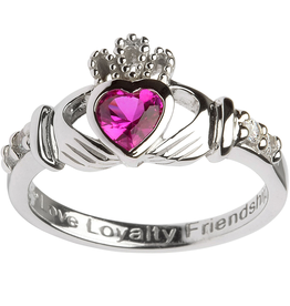 RINGS SHANORE STERLING BIRTHSTONE CLADDAGH RING - JULY