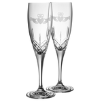 WEDDING GALWAY CRYSTAL FLUTE PAIR - Claddagh