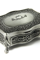 DECOR MULLINGAR PEWTER CLADDAGH LARGE FOOTED JEWELRY BOX