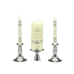WEDDING ACCESSORIES MULLINGAR PEWTER 3pc CLADDAGH UNITY CANDLE HOLDER SET