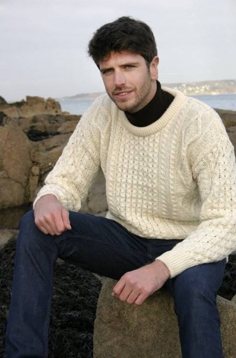 SWEATERS INISH MOR ARAN CREW NECK SWEATER - Natural