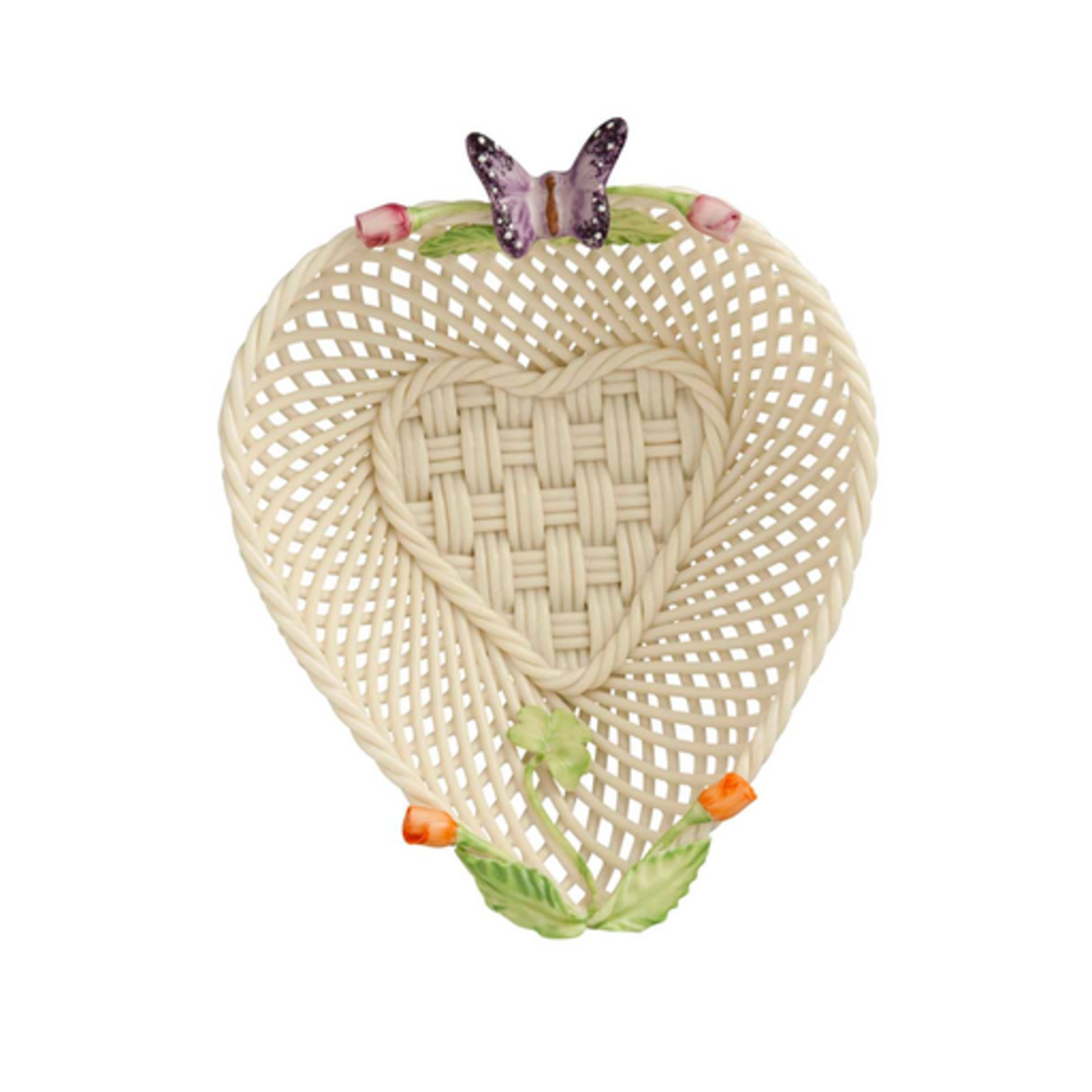 DECOR BELLEEK BASKET - Rose Bud Heart