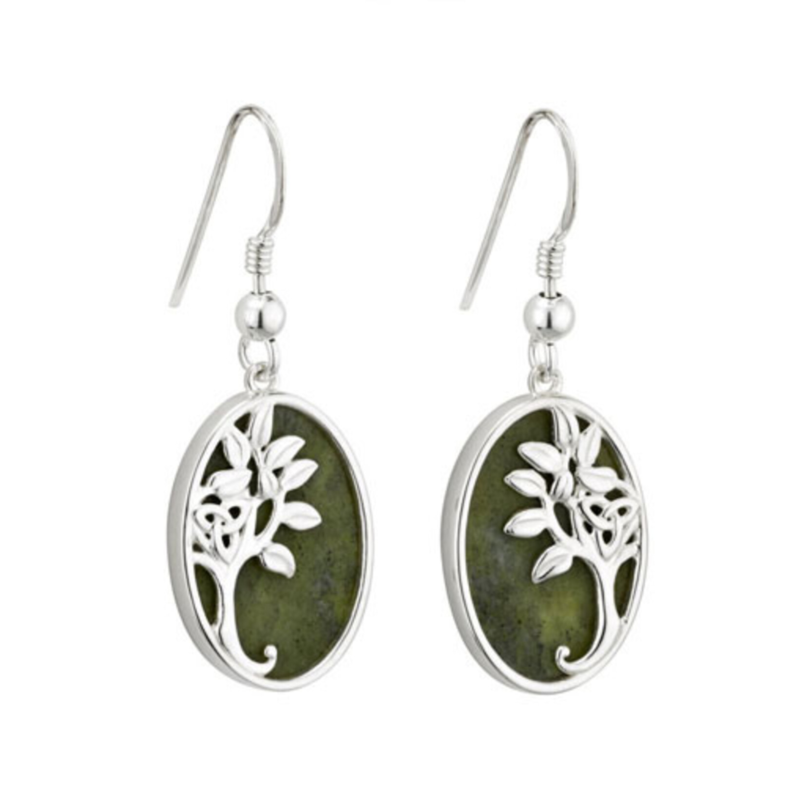EARRINGS SOLVAR STERLING & CONNEMARA OVAL TREE OF LIFE DROP EARRINGS