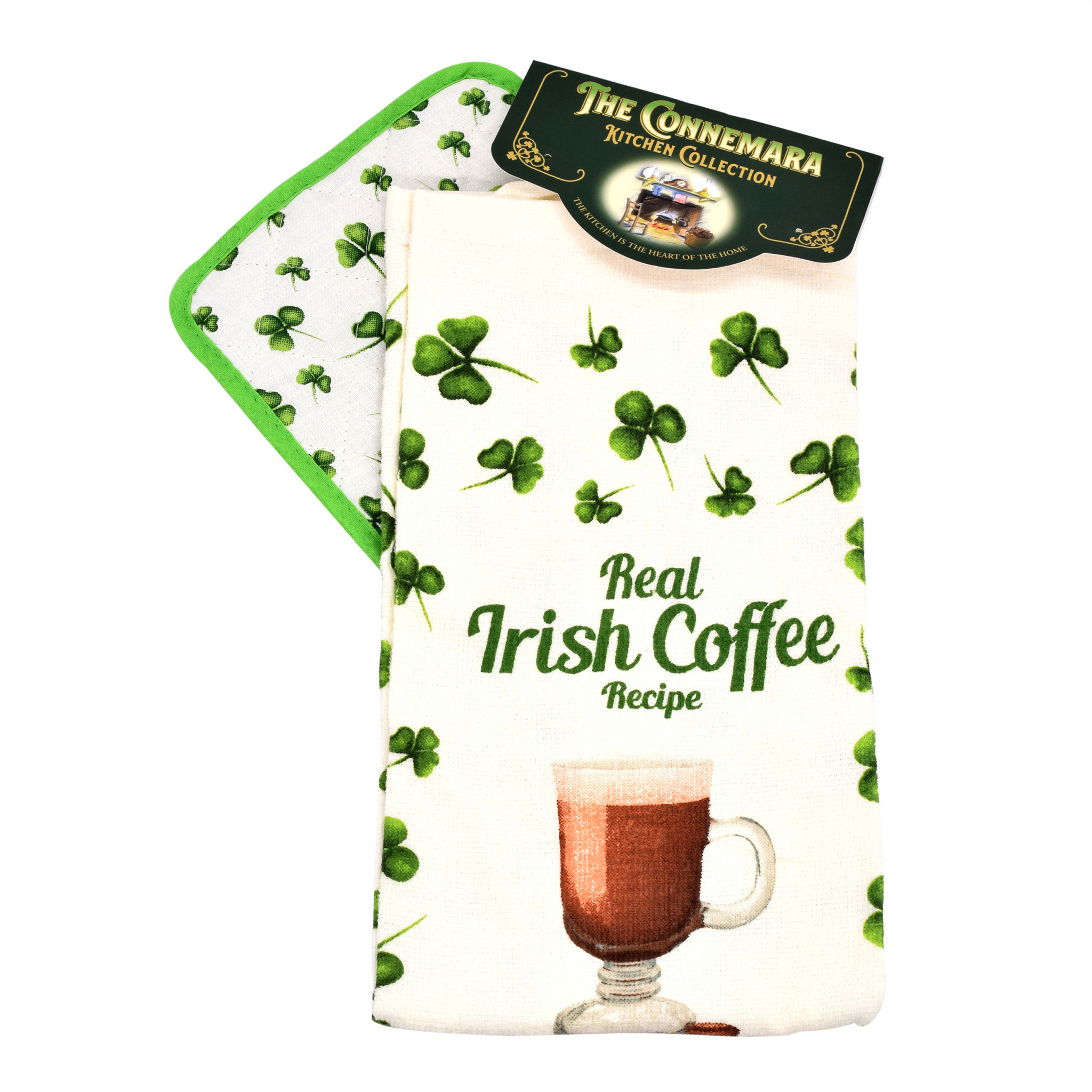 KITCHEN & ACCESSORIES IRISH COFFEE TEA TOWEL & POT HOLDER