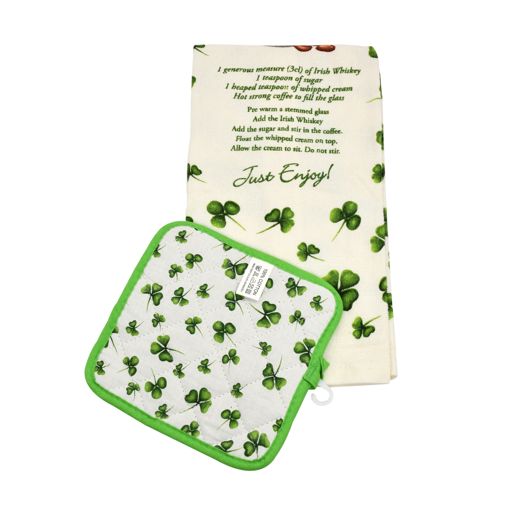 KITCHEN & ACCESSORIES IRISH COFFEE TEA TOWEL & POT HOLDER