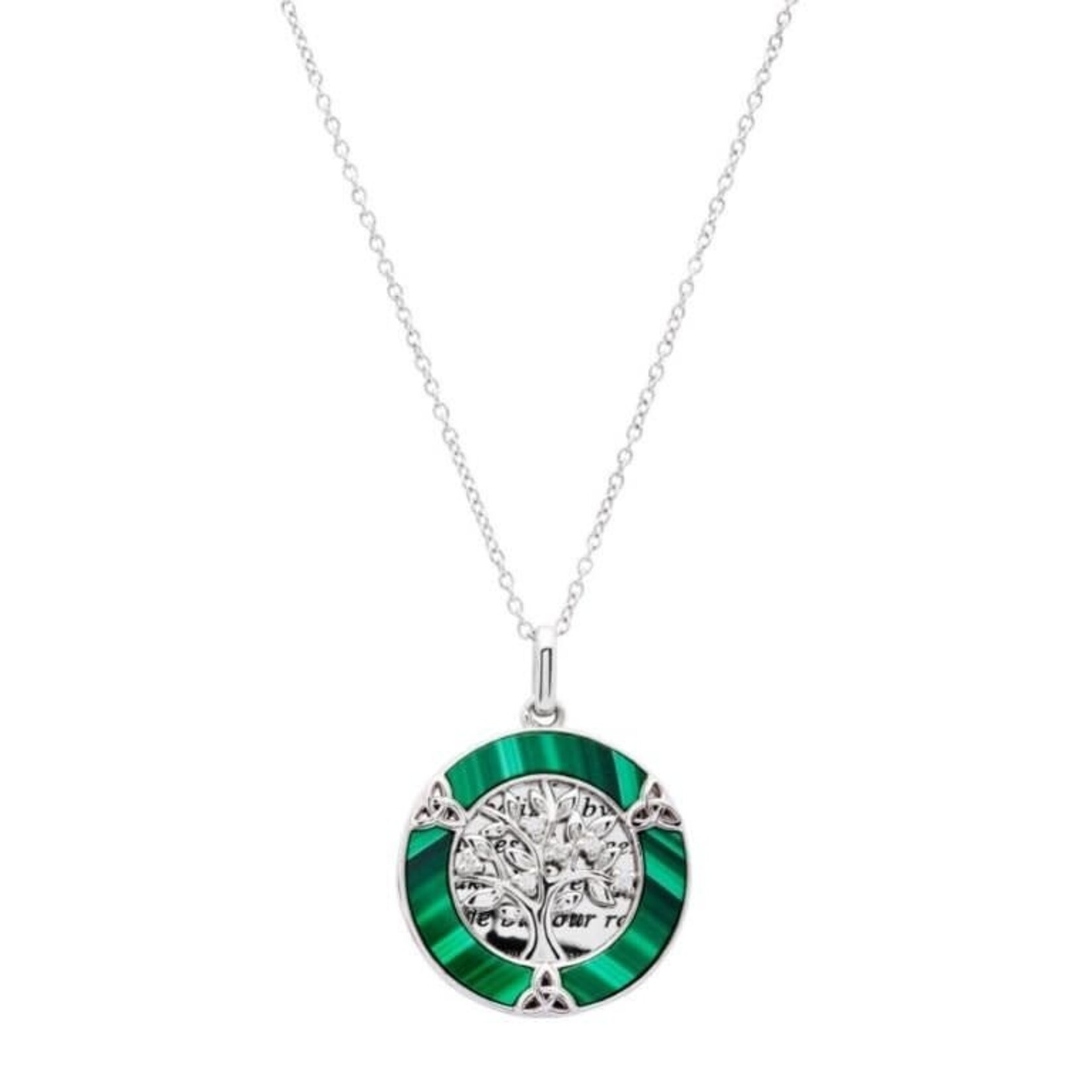 PENDANTS & NECKLACES SHANORE STERLING ROUND TREE of LIFE PENDANT with MALACHITE