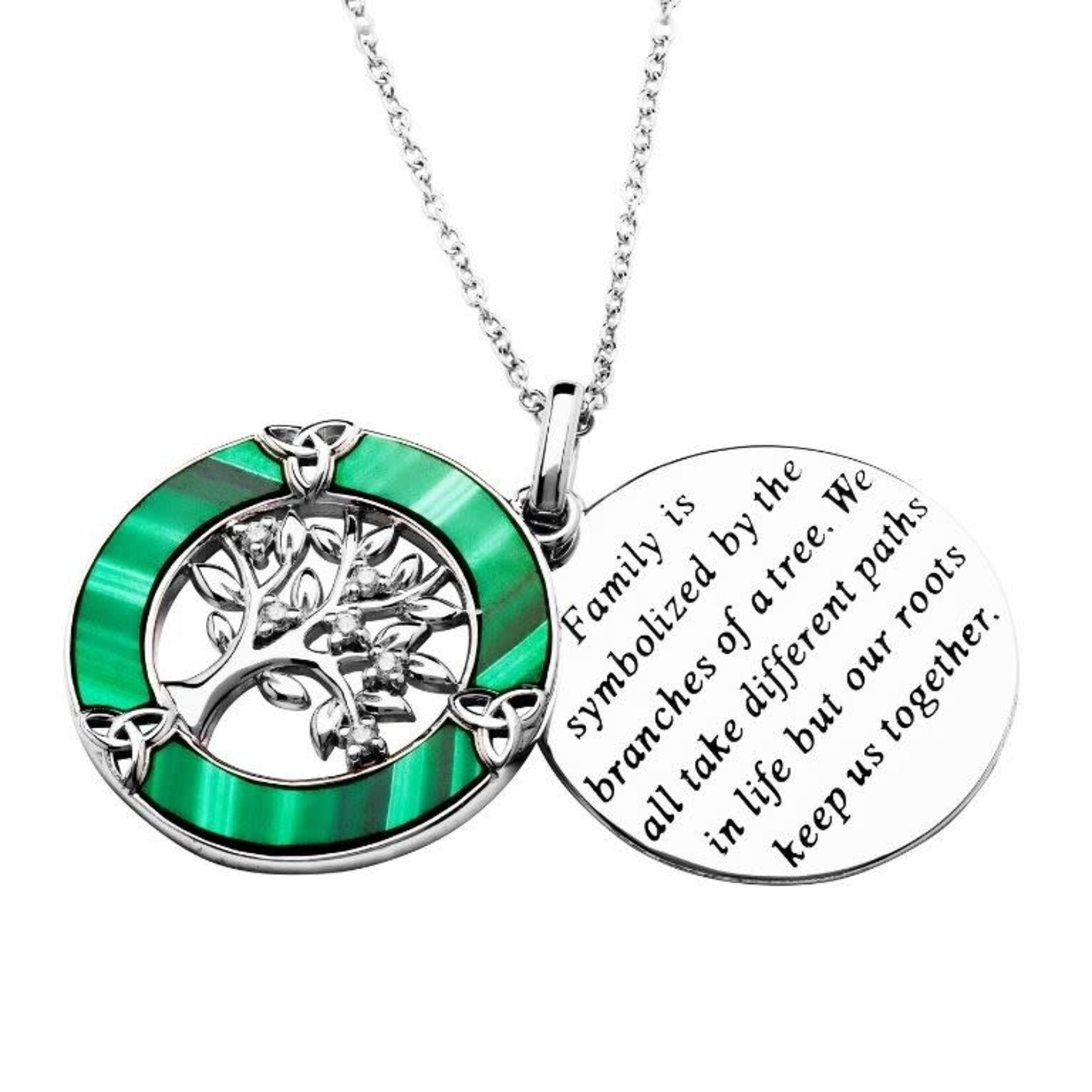 PENDANTS & NECKLACES SHANORE STERLING ROUND TREE of LIFE PENDANT with MALACHITE