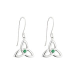 EARRINGS ACARA TRINITY KNOT DROP EARRINGS w GRN STONE
