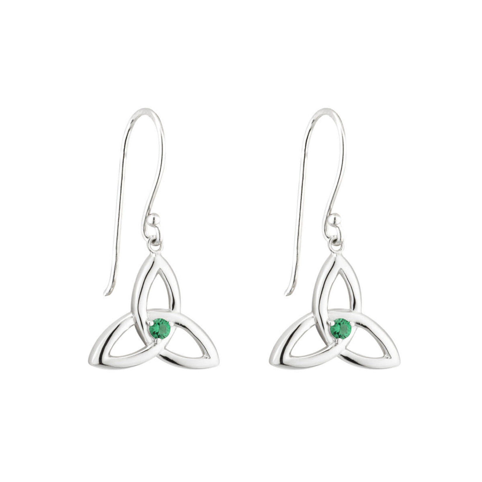 EARRINGS ACARA TRINITY KNOT DROP EARRINGS w GRN STONE