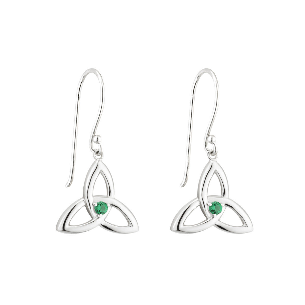 EARRINGS ACARA TRINITY KNOT DROP EARRINGS w GRN STONE