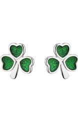 EARRINGS ACARA SILVER & GREEN ENAMEL SHAMROCK EARRINGS