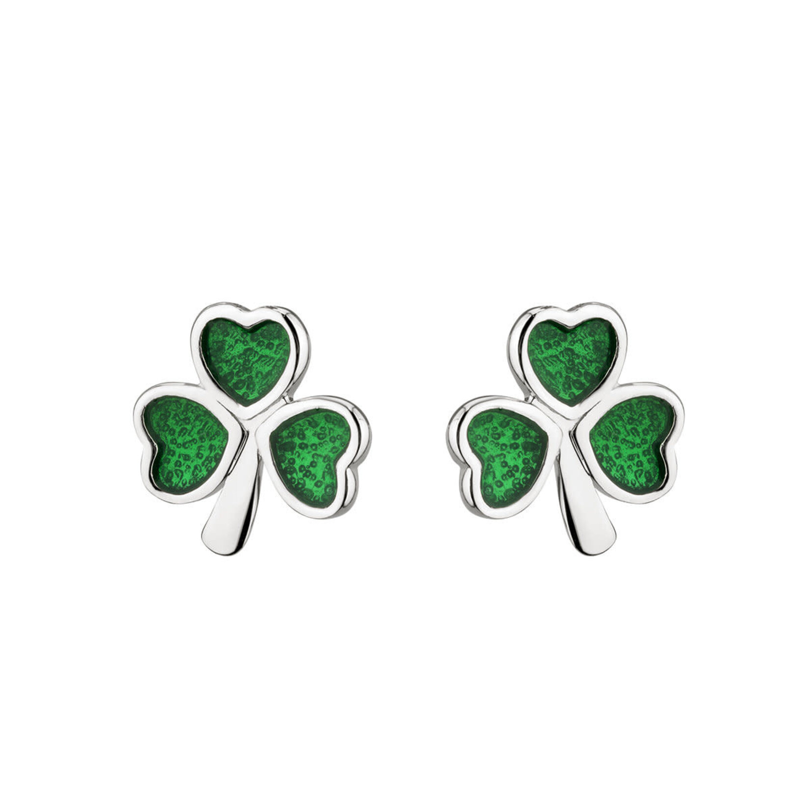EARRINGS ACARA SILVER & GREEN ENAMEL SHAMROCK EARRINGS