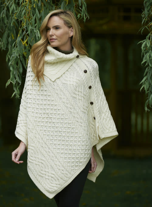 CAPES & RUANAS TIPPERARY COWL NECK PONCHO - Natural