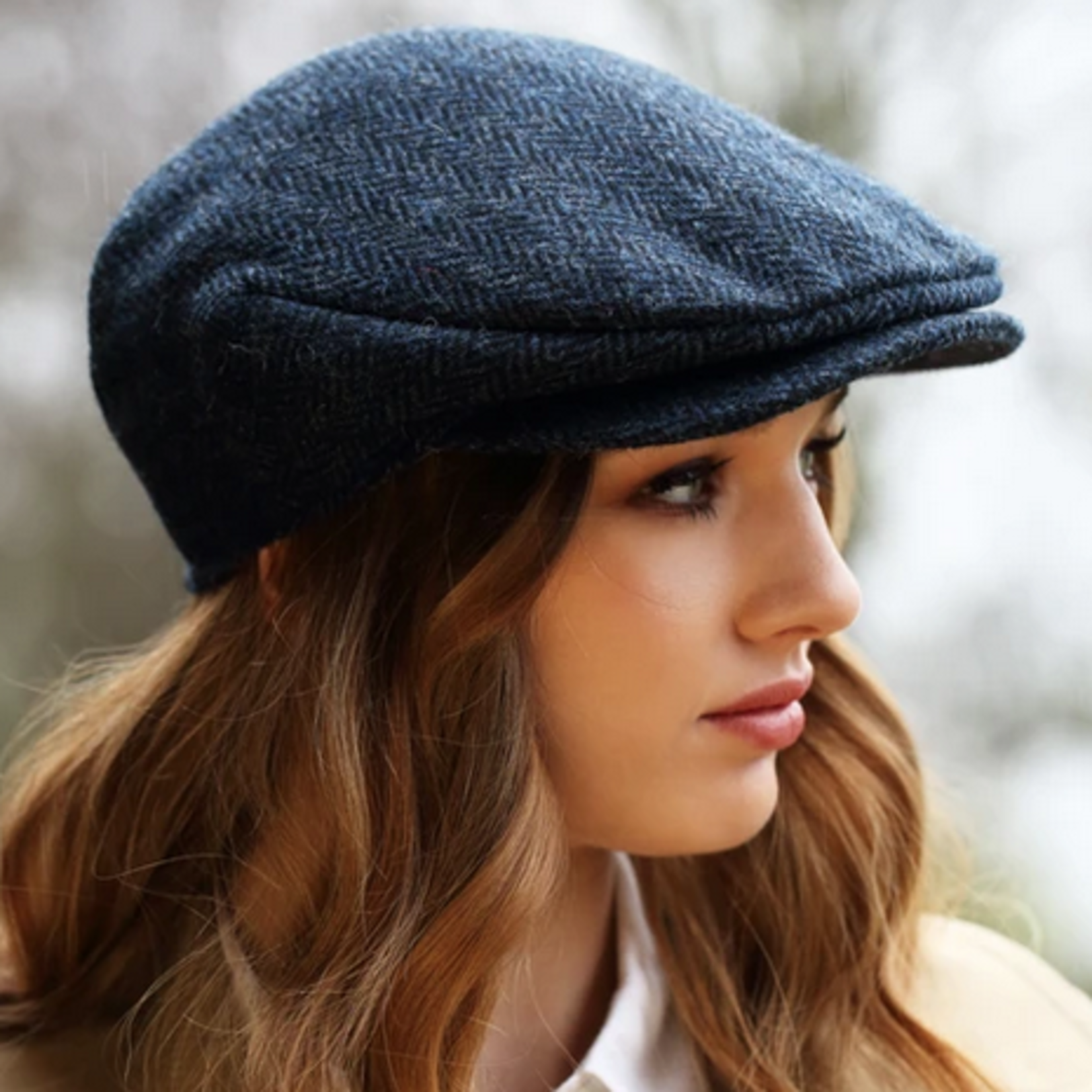 CAPS & HATS VINTAGE WOOL HANNA HAT - Blue & Black Herringbone