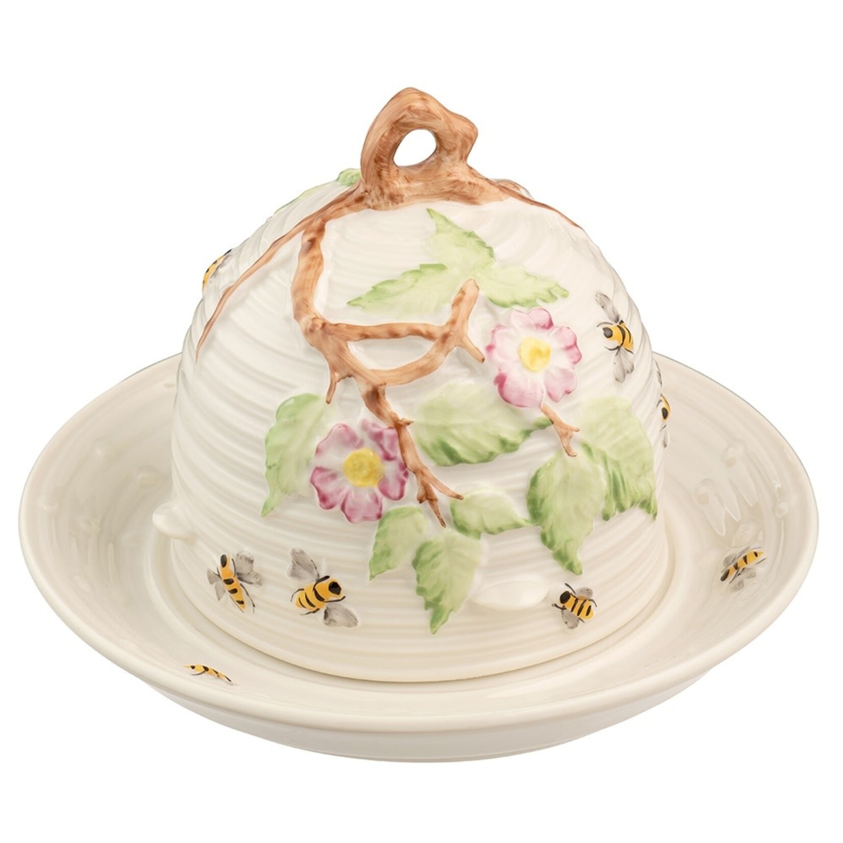 DECOR BELLEEK APPLEBLOSSOM HONEY POT w. DISH