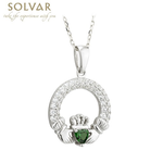 PENDANTS & NECKLACES SOLVAR STERLING & CRYSTAL CLADDAGH BIRTHSTONE PENDANT