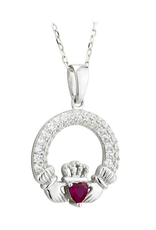 PENDANTS & NECKLACES SOLVAR STERLING & CRYSTAL CLADDAGH BIRTHSTONE PENDANT