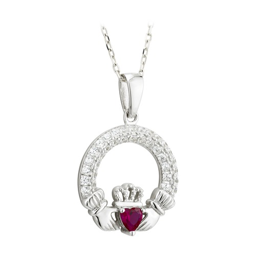 PENDANTS & NECKLACES SOLVAR STERLING & CRYSTAL CLADDAGH BIRTHSTONE PENDANT