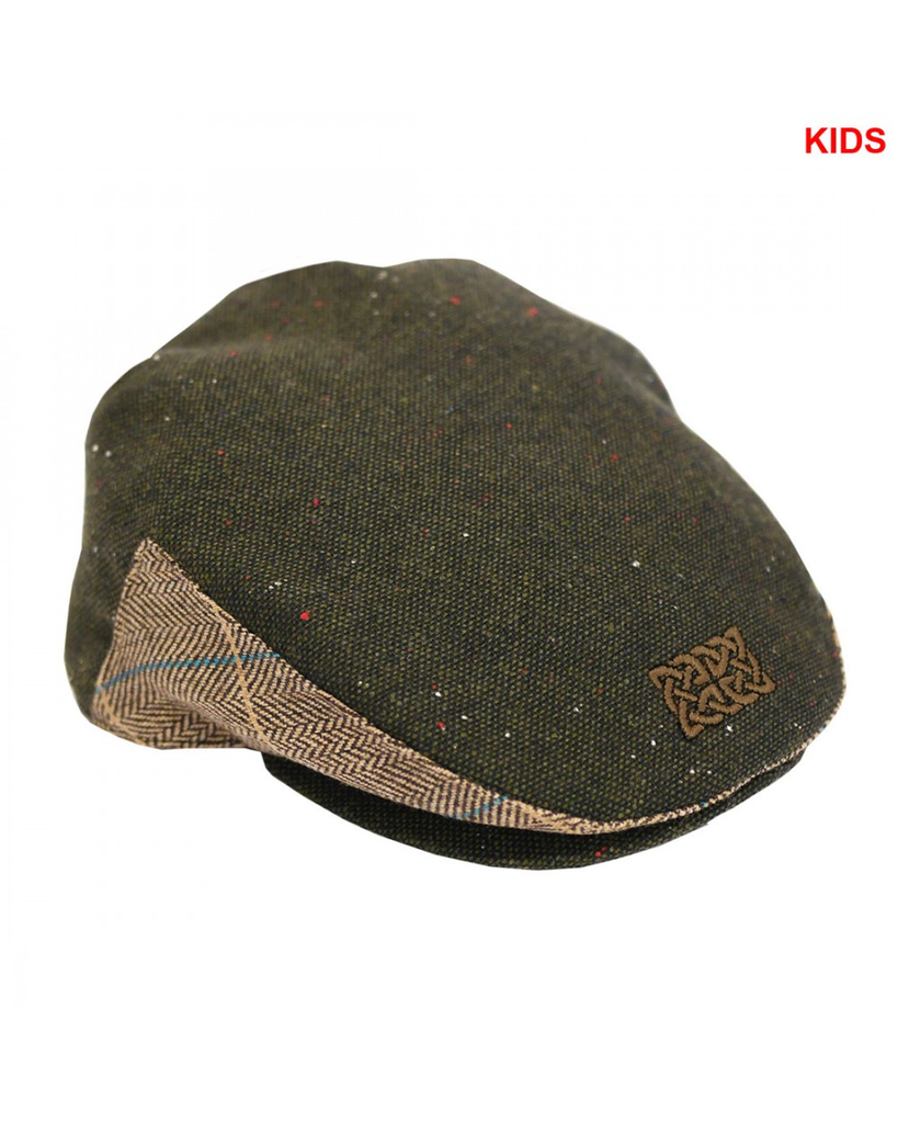 CAPS & HATS KID’S GREEN-TWEED CAP with CELTIC KNOT