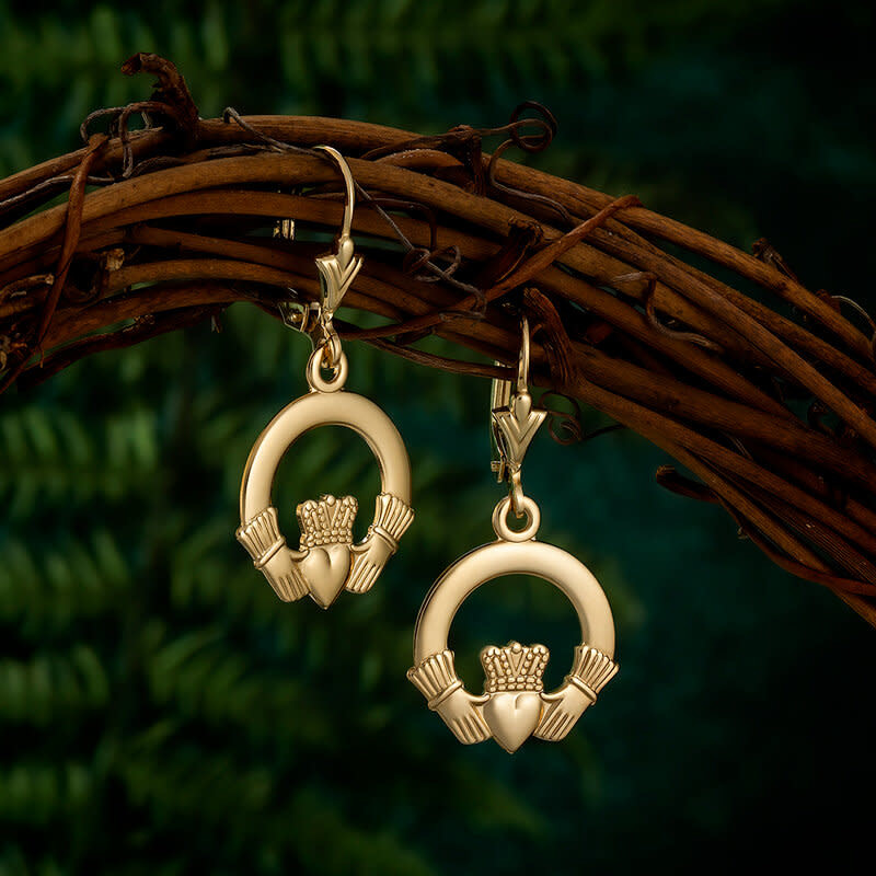 EARRINGS SOLVAR 14K CLADDAGH DROP EARRINGS