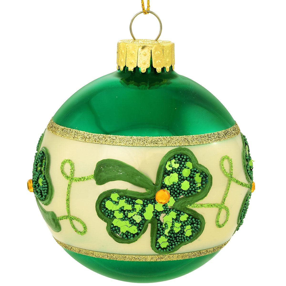 Glass Bauble Shamrock Ornament Irish Crossroads