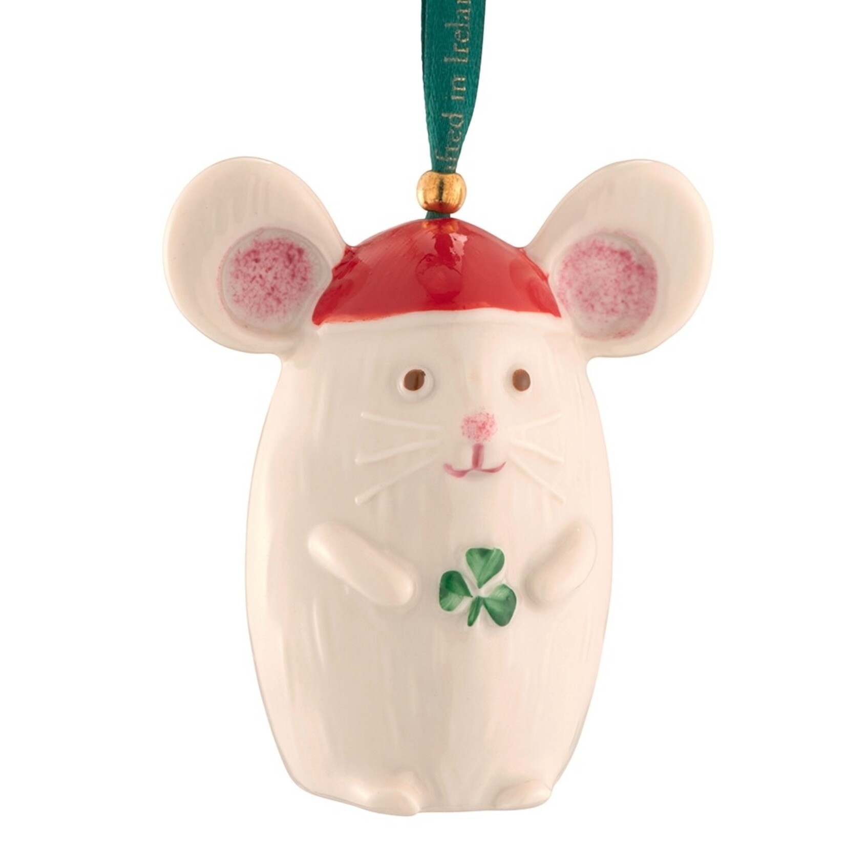 ORNAMENTS BELLEEK ORNAMENT - 'Not a Creature Stirring' Mouse