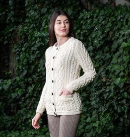 SWEATERS SAOL LADIES BUTTON CARDIGAN - Natural