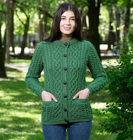 SWEATERS SAOL LADIES BUTTON CARDIGAN - Green