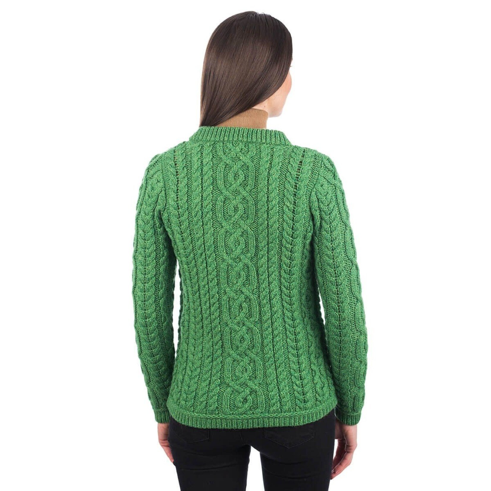 SWEATERS CLEARANCE: SAOL LADIES BUTTON CARDIGAN - Green :FINAL SALE