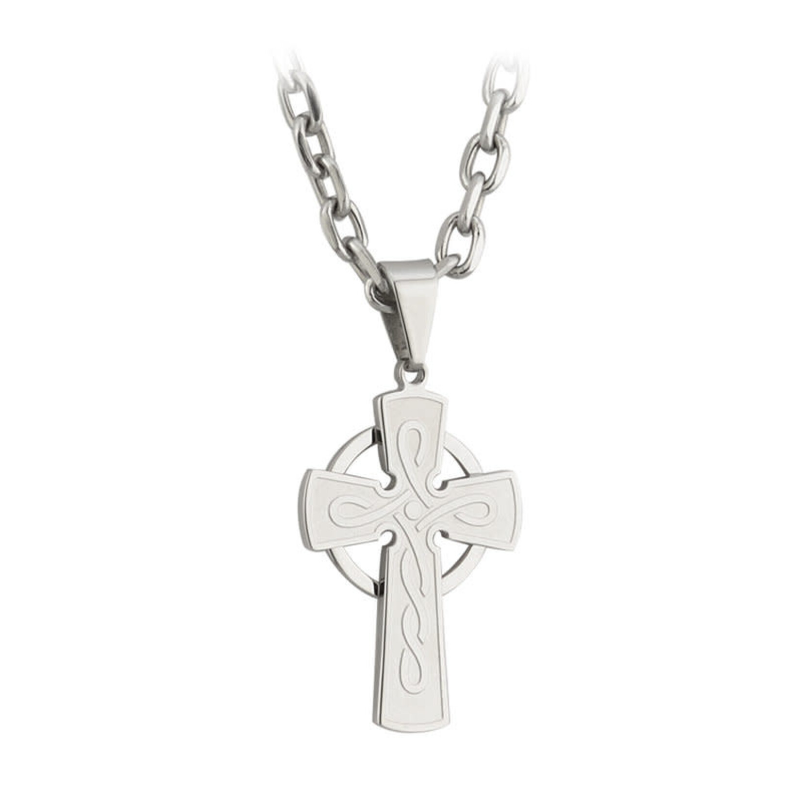 PENDANTS & NECKLACES SOLVAR STAINLESS STEEL ENGRAVED CROSS PENDANT