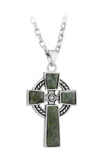 PENDANTS & NECKLACES SOLVAR RHODIUM PLATE & CONNEMARA CELTIC CROSS PENDANT