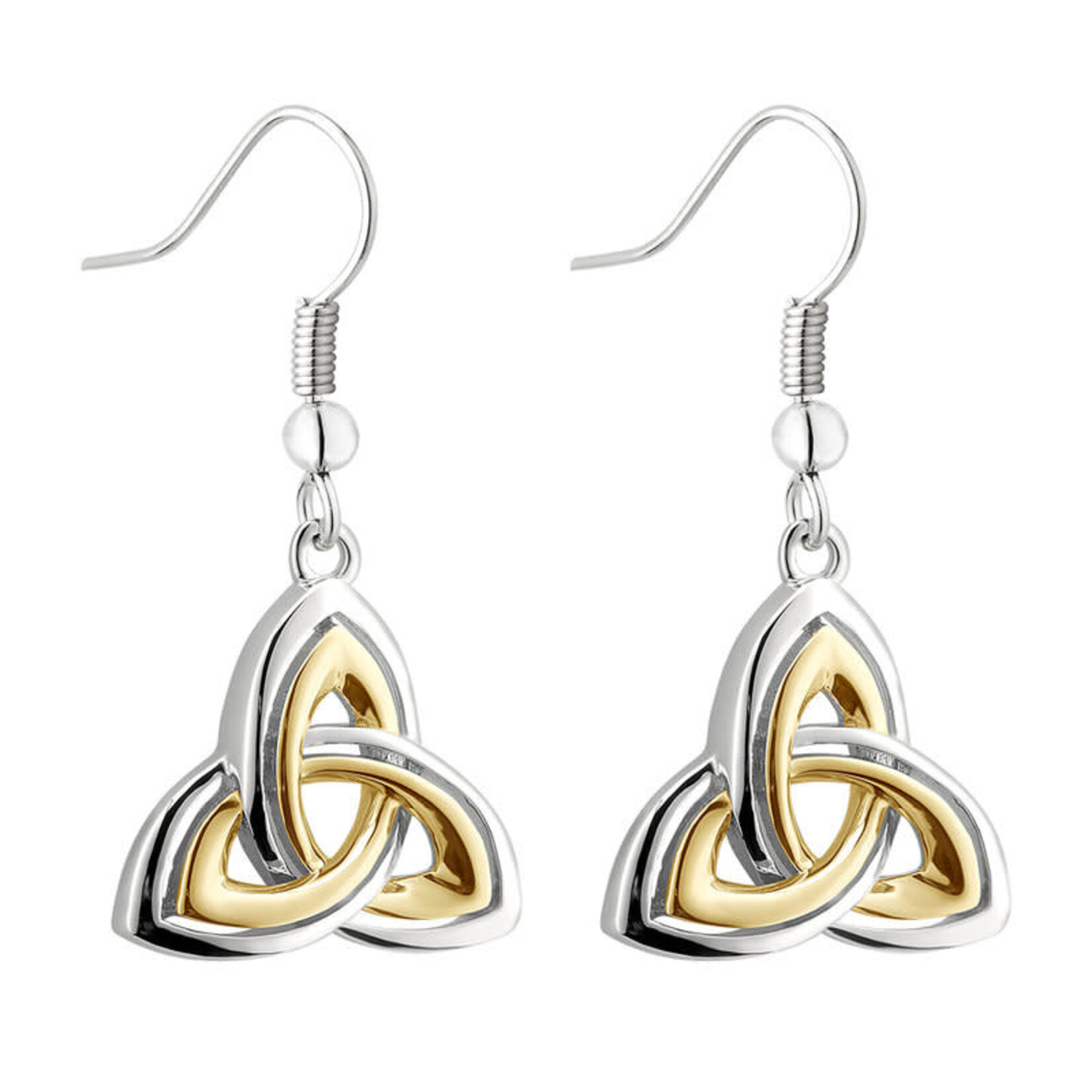 EARRINGS SOLVAR RHODIUM & GP TWO-TONE TRINITY DROP EARRINGS
