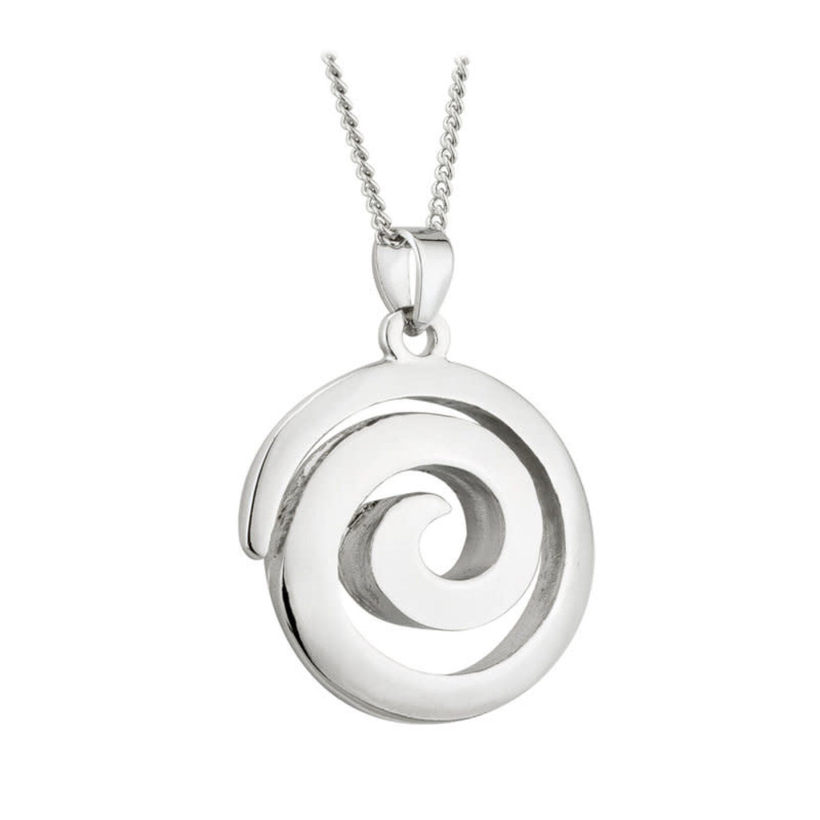 PENDANTS & NECKLACES SOLVAR RHODIUM PLATE SWIRL PENDANT