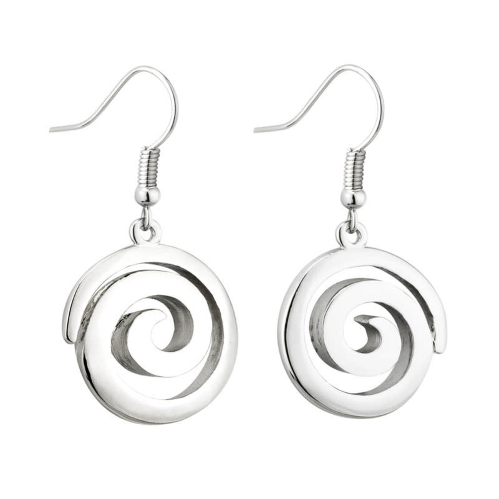 EARRINGS SOLVAR RHODIUM PLATE SWIRL DANGLE EARRINGS