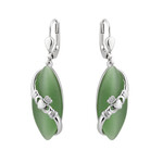 EARRINGS SOLVAR RHODIUM PLATE & CAT EYE DROP EARRINGS w. CLADDAGH