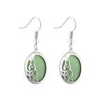 EARRINGS SOLVAR RHODIUM PLATE BoK CAT EYE EARRINGS - Green