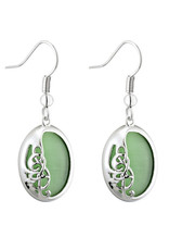 EARRINGS SOLVAR RHODIUM PLATE BoK CAT EYE EARRINGS - Green