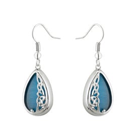 EARRINGS SOLVAR RHODIUM PLATE BoK CAT EYE EARRINGS - Aqua