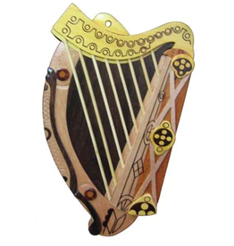 DECOR ISLANDCRAFT WOOD WALL ART - Irish Harp